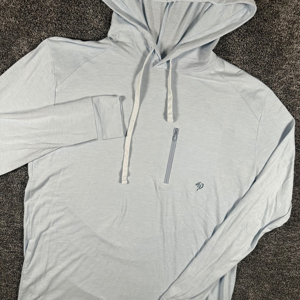 Duck Camp Lightweight Hoodie Men S Light Blue Bamboo Viscose Zip Pocket Pullover